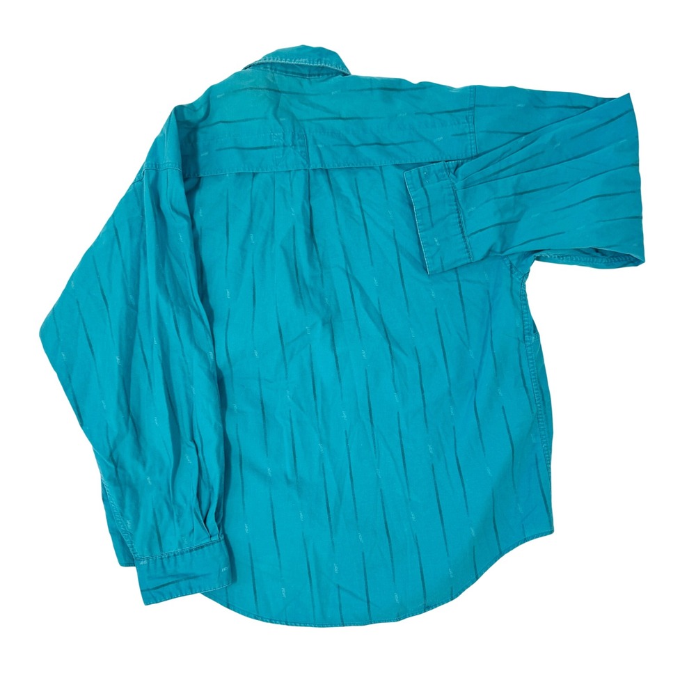 Vintage Permit‎ Shirt Mens L Turquoise Long Sleeve Button Up Cotton 90s - Picture 4 of 4